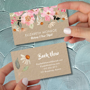 Carte De Visite Salon Fleurs Jardins Roses Maquillage Coiffeur Sty