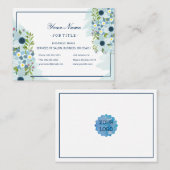Carte De Visite Salon Floral Aquarelle Bleu (Devant / Derrière)