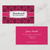 Carte De Visite Salon floral de motif de damassé professionnelle (Devant / Derrière)