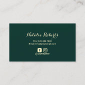 Carte De Visite Salon Gold Eyebrow Microblading Moderne Vert (Dos)