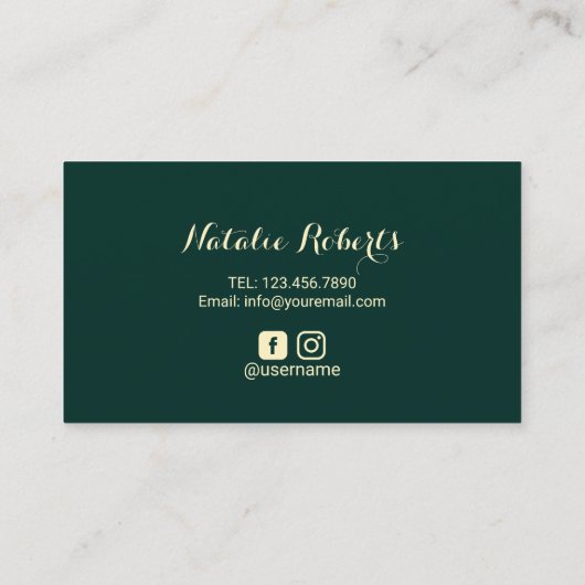 Carte De Visite Salon Gold Eyebrow Microblading Moderne Vert (Dos)
