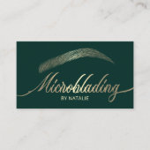 Carte De Visite Salon Gold Eyebrow Microblading Moderne Vert (Devant)