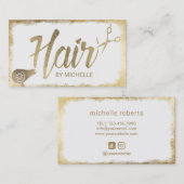 Carte De Visite Salon grunge de cadre d'or de typographie de (Devant / Derrière)