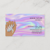 Carte De Visite salon holographique ongle femme main nails technic (Dos)