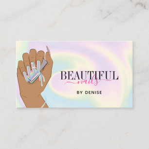 Carte De Visite salon holographique ongle femme main nails technic