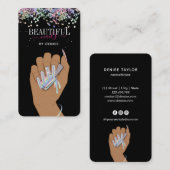 Carte De Visite salon holographique ongle femme main nails technic (Devant / Derrière)