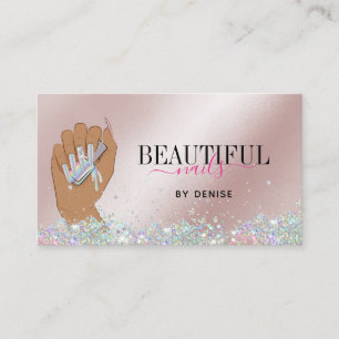 Carte De Visite salon holographique ongle femme main nails technic