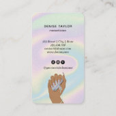 Carte De Visite salon holographique ongle femme main nails technic (Dos)