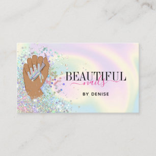 Carte De Visite salon holographique ongle femme main nails technic