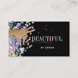 Carte De Visite salon holographique ongle femme main nails technic