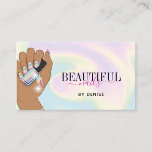 Carte De Visite salon holographique ongle femme main nails technic