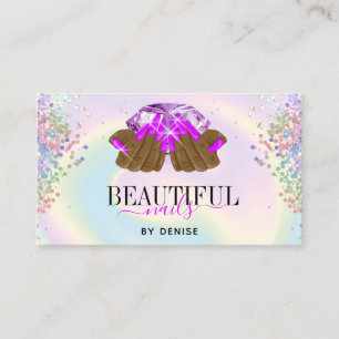 Carte De Visite salon holographique ongle femme main nails technic
