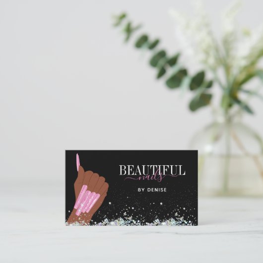 Carte De Visite salon holographique ongle femme main nails technic (Debout devant)