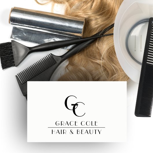 Carte De Visite Salon initial de monogramme noir et blanc