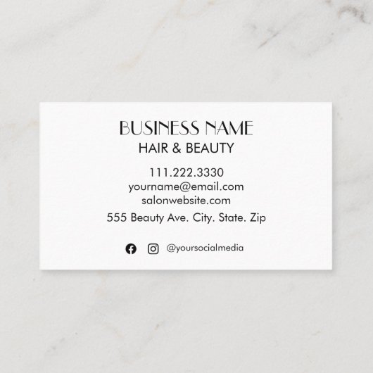 Carte De Visite Salon initial de monogramme noir et blanc (Dos)