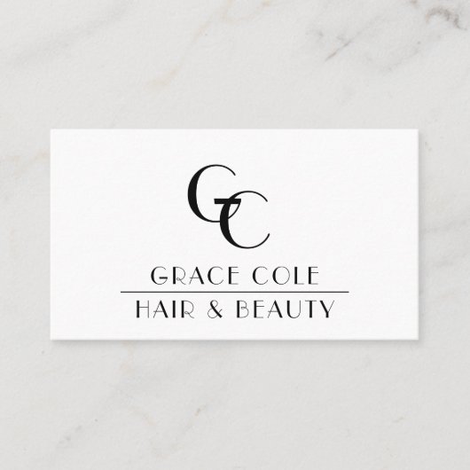 Carte De Visite Salon initial de monogramme noir et blanc (Devant)