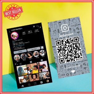 Carte De Visite Salon Instagram QR Dusty Blue Médias Sociaux