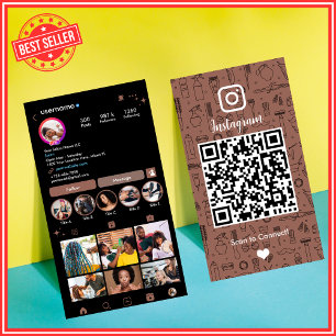Carte De Visite Salon Instagram Terracotta QR Réseaux Sociaux