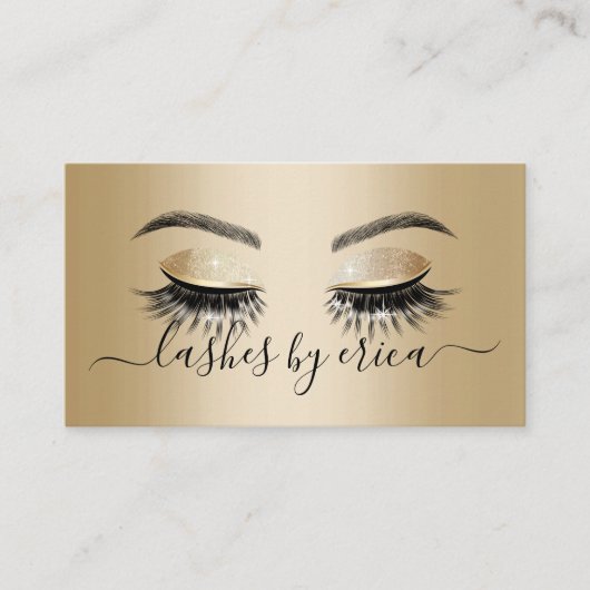 Carte De Visite Salon Lash des extensions Gold Long Eyelash (Devant)