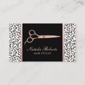 Carte De Visite Salon Léopard Rose de ciseau doré (Devant)