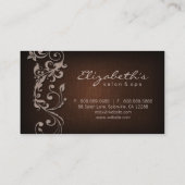 Carte De Visite Salon Linge Spa Floral Fleurs Brown Beige (Dos)