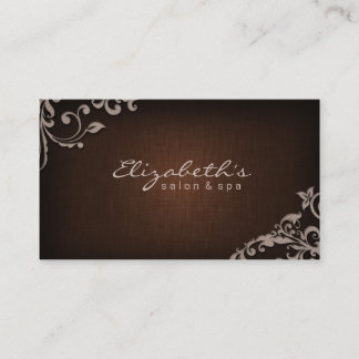 Carte De Visite Salon Linge Spa Floral Fleurs Brown Beige