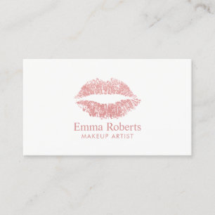 Carte De Visite Salon minimal de lèvres roses d'or de parties