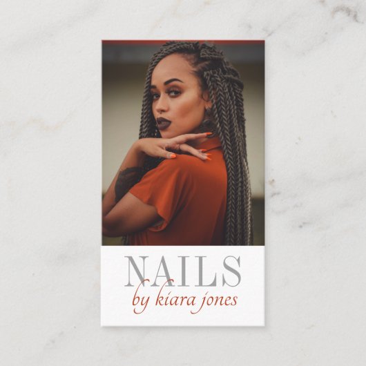 Carte De Visite Salon moderne à ongles Signature de script photo (Devant)