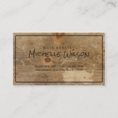 Carte De Visite Salon moderne de coiffeur de ciseaux et en bois (Dos)