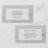 Carte De Visite Salon moderne de Parties scintillant en argent (Devant / Derrière)