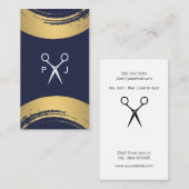 Carte De Visite Salon moderne Shears Monogramme / Or brossé (Devant / Derrière)