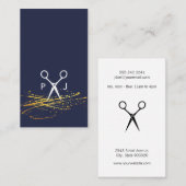 Carte De Visite Salon moderne Shears Monogramme / Spatte d'or (Devant / Derrière)