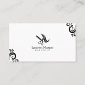 Carte De Visite Salon moderne simple blanc et noir (Dos)