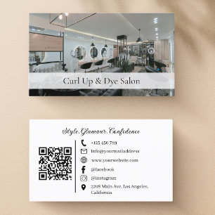 Carte De Visite Salon moderne Social Media Photo QR Code
