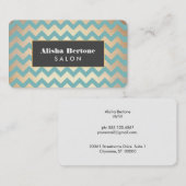 Carte De Visite Salon Motif Gold Chevron et Spa Turquoise (Devant / Derrière)