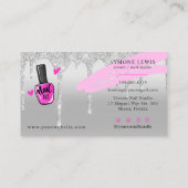 Carte De Visite Salon Nail Tech Parties scintillant à goutte rose  (Dos)