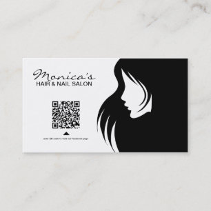 Carte De Visite Salon noir et blanc élégant de cheveux et d'ongl