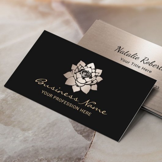 Carte De Visite Salon Noir et SPA moderne Gold Lotus