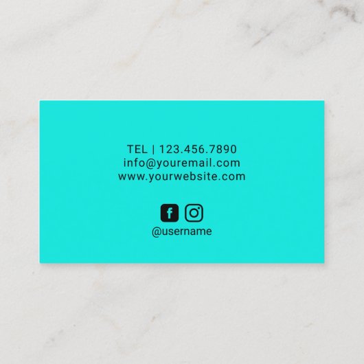 Carte De Visite Salon Noir Plat de maquillage aux lèvres turquoise (Dos)