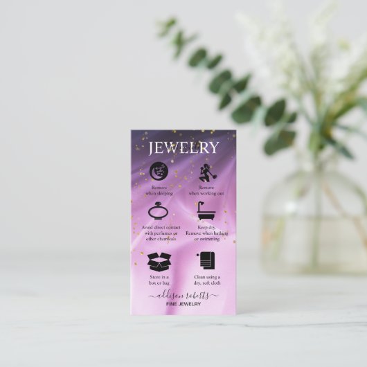 Carte De Visite salon parties scintillant rose et violet Bijoux So (Debout devant)