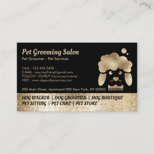 Carte De Visite Salon Pet Grooming Gold Sparkings
