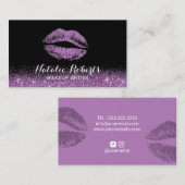 Carte De Visite Salon pourpre moderne de lèvres de rouge à lèvres (Devant / Derrière)