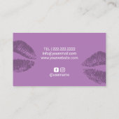 Carte De Visite Salon pourpre moderne de lèvres de rouge à lèvres (Dos)