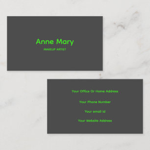 Carte De Visite Salon professionnel de maquillage Neon Green Grey