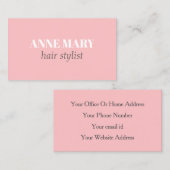 Carte De Visite Salon professionnel élégant rose coiffeur blanc (Devant / Derrière)