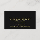 Carte De Visite Salon professionnel moderne Black et Gold Nail (Dos)