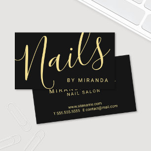 Carte De Visite Salon professionnel moderne Black et Gold Nail