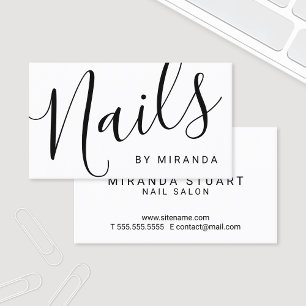 Carte De Visite Salon professionnel moderne noir et blanc à ongles