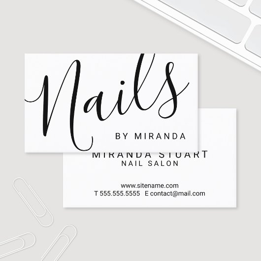 Carte De Visite Salon professionnel moderne noir et blanc à ongles