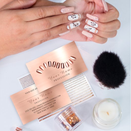 Carte De Visite Salon professionnel Nails Manicurist Rose Gold